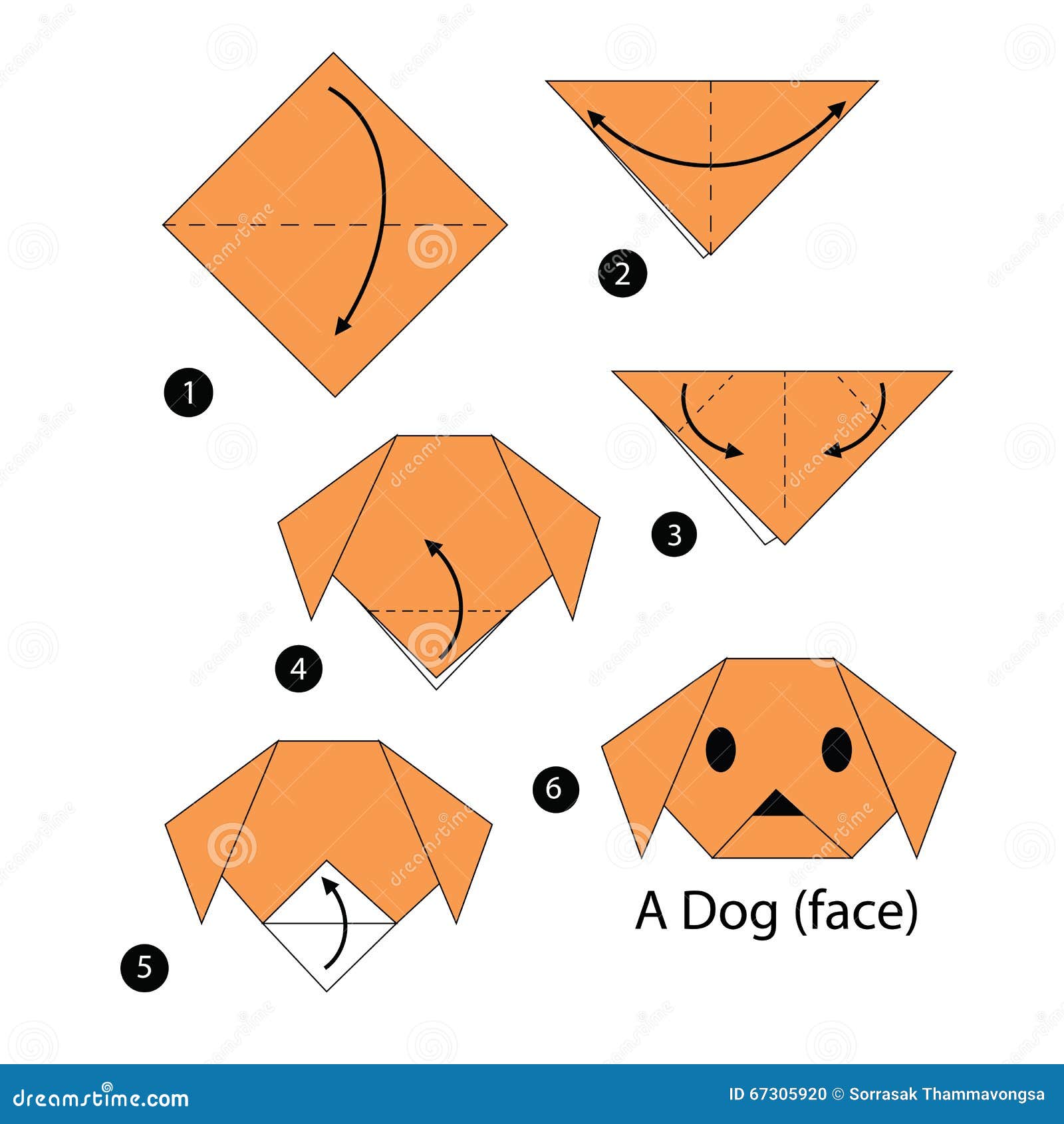 step by step instructions how to make origami dog.
