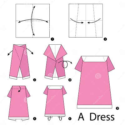 Step by Step Instructions How To Make Origami a Dress. Stock Vector ...
