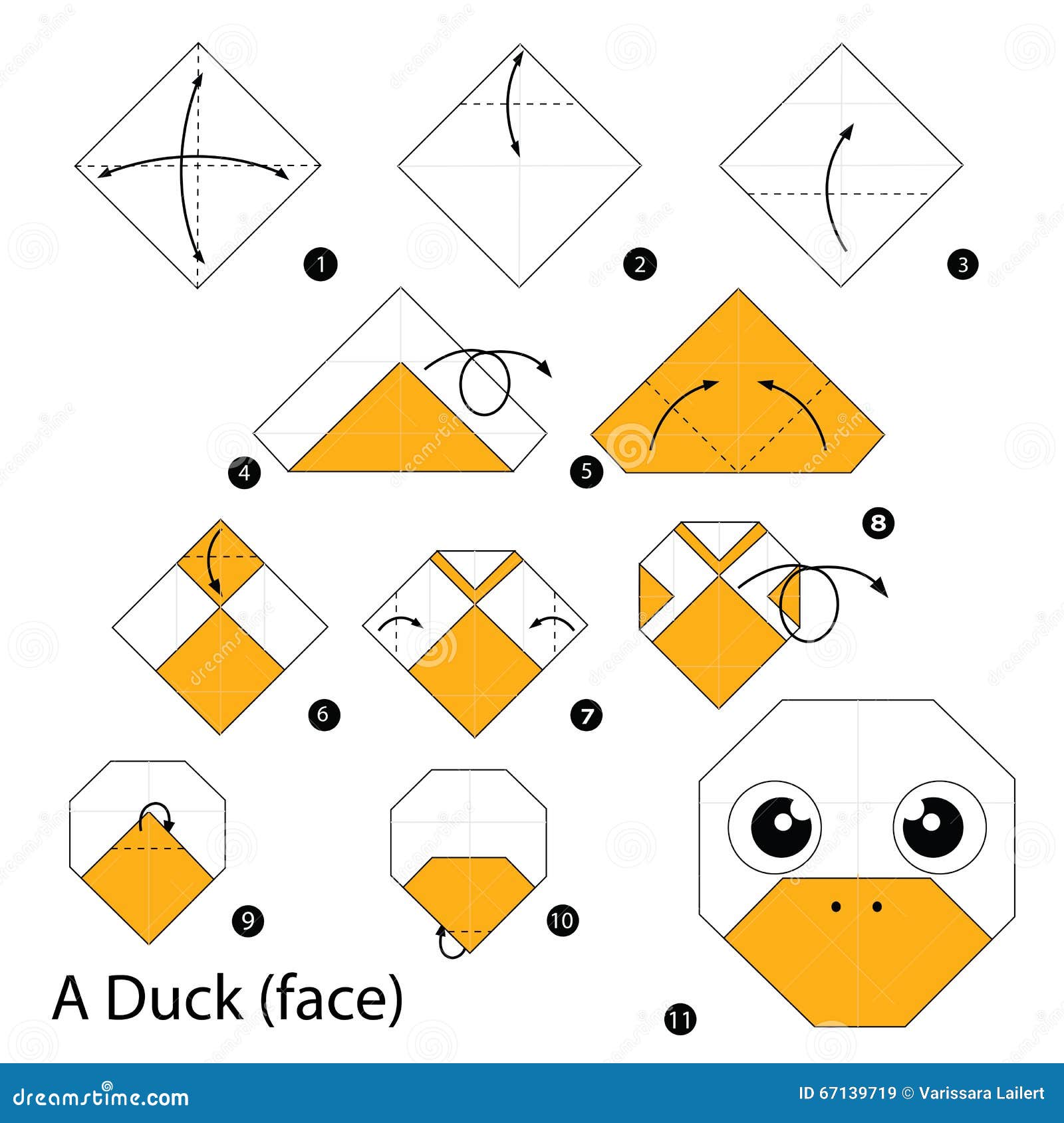 Step By Step Instructions How To Make Origami A Duck (face