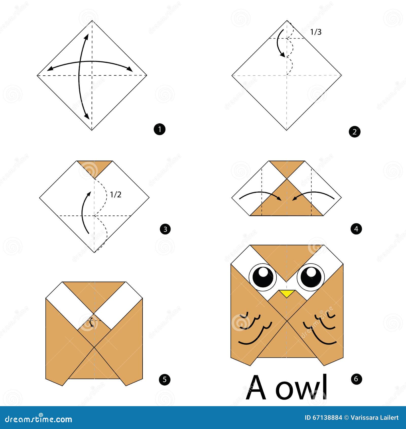 Step By Step Instructions How To Make Origami Owl. Stock Vector Illustration of collection