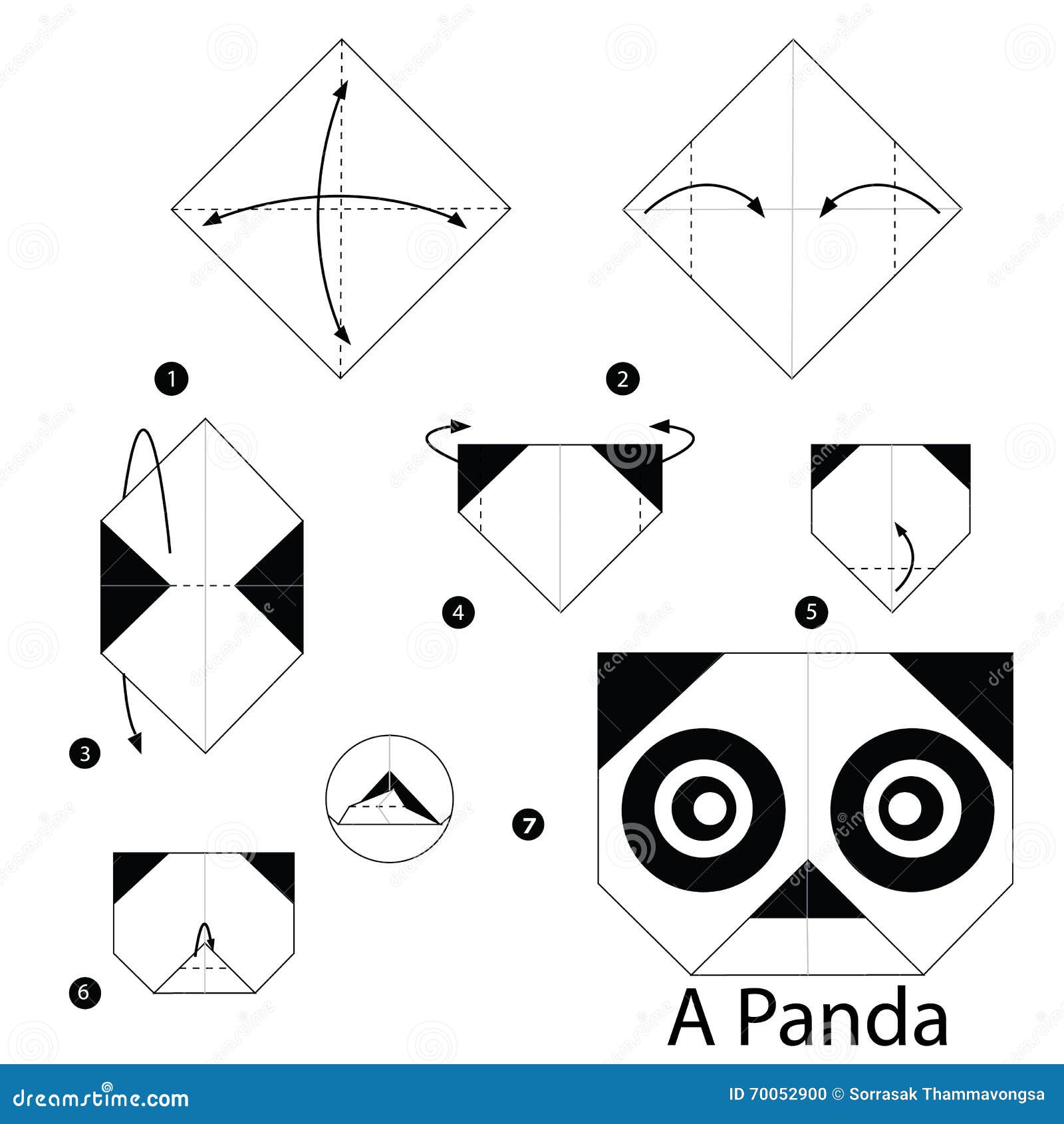 Step By Step Instructions How To Make Origami A Panda. Stock Vector Illustration of figure