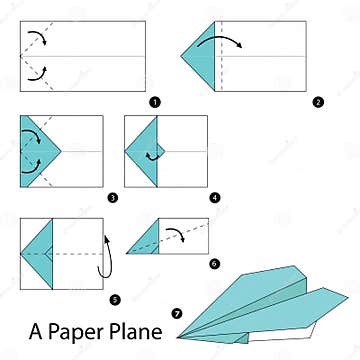 Step by Step Instructions How To Make Origami a Paper Plane. Stock ...