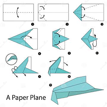 Step by Step Instructions How To Make Origami a Paper Plane. Stock ...