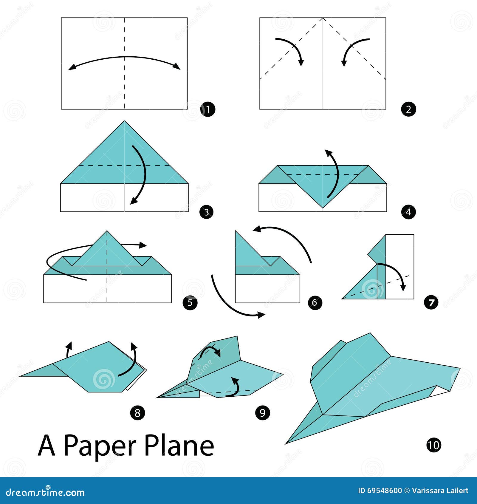 Step By Step Instructions How To Make Origami A Paper Plane Stock Vector Image 69548600