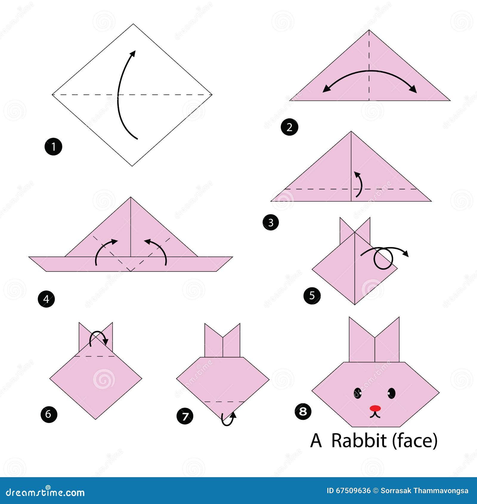 Step By Step Instructions How To Make Origami A Rabbit. Stock Vector Image 67509636