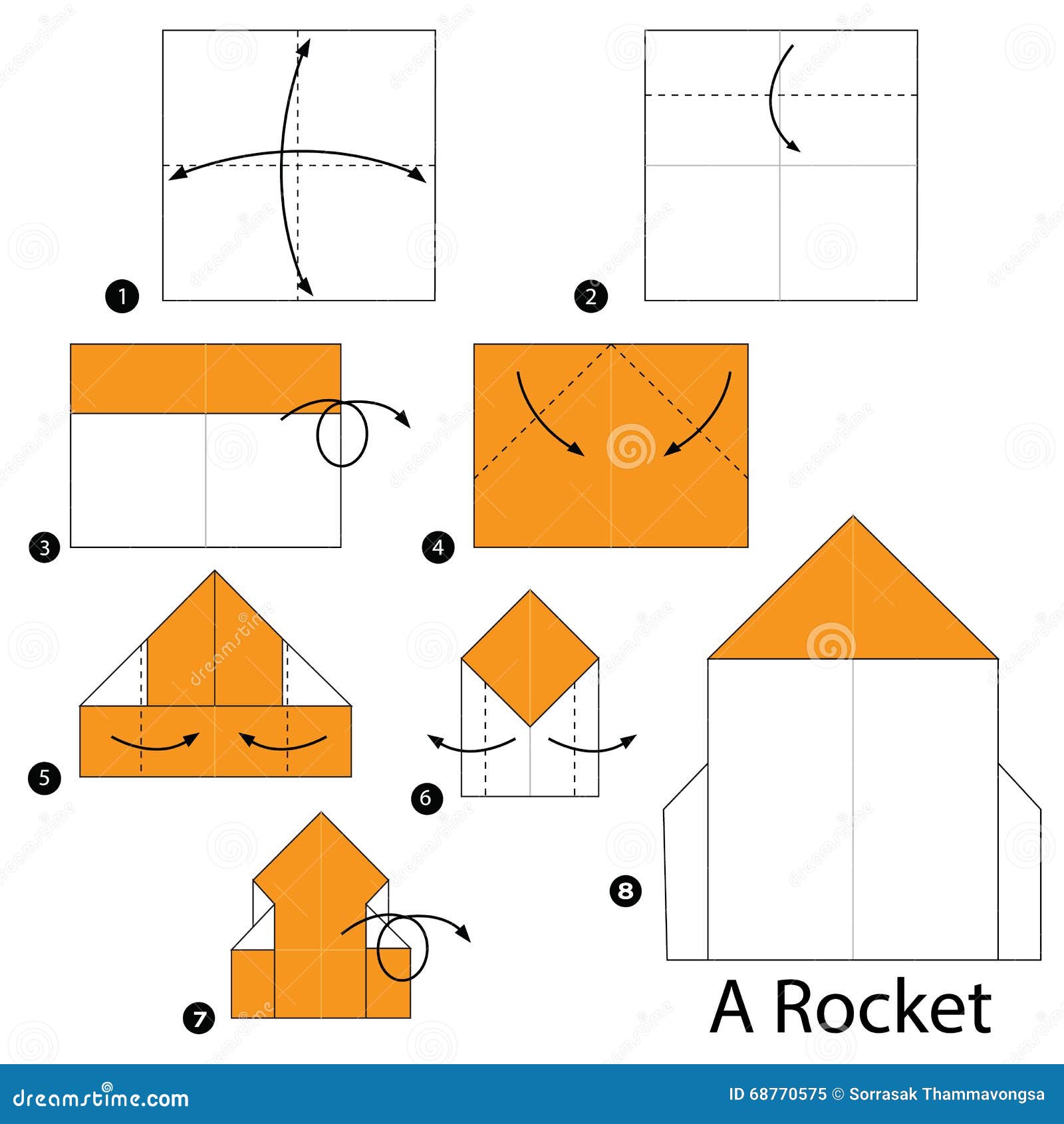 Step by Step Instructions How To Make Origami a Rocket. Stock Vector - Illustration of triangle, figure: 68770575 Step by Step Instructions How To Make Origami a Rocket. Stock Vector - Illustration of triangle, figure: 68770575
