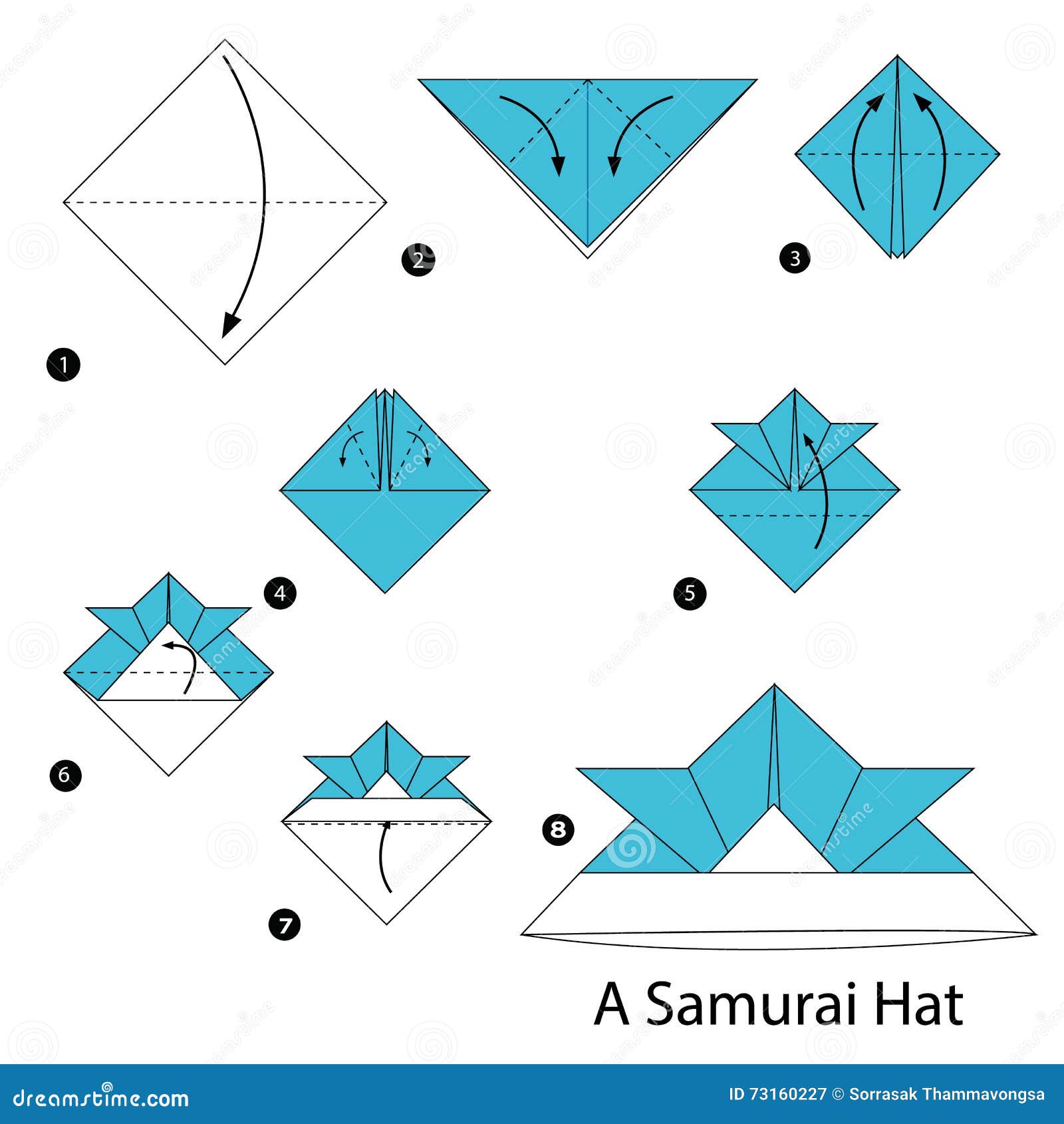 Step By Step Instructions How To Make Origami A Samurai Hat