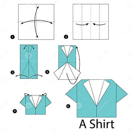 Step by Step Instructions How To Make Origami a Shirt. Stock Vector ...