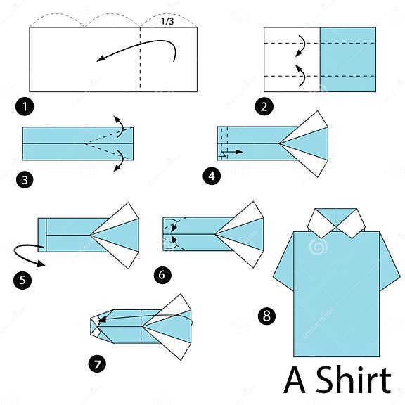 Step by Step Instructions How To Make Origami a Shirt. Stock Vector ...