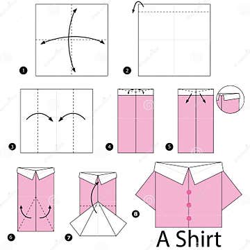 Step by Step Instructions How To Make Origami Shirt. Stock Vector ...