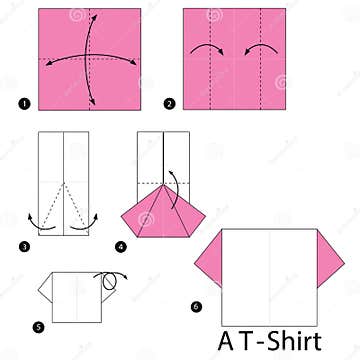 Step by Step Instructions How To Make Origami a T-Shirt. Stock Vector ...