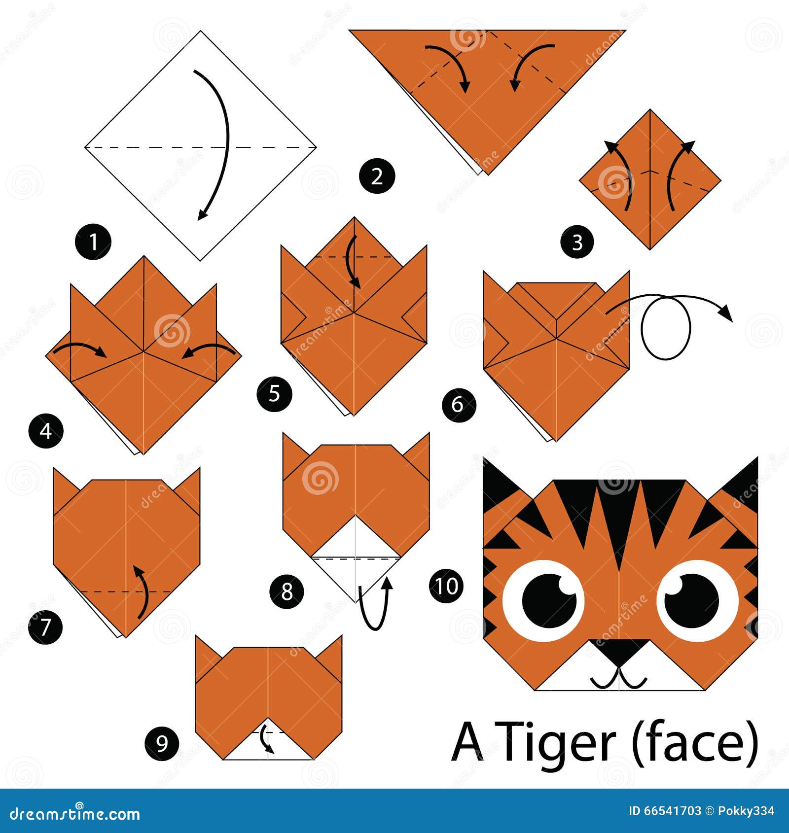 Step By Step Instructions How To Make Origami A Tiger Face