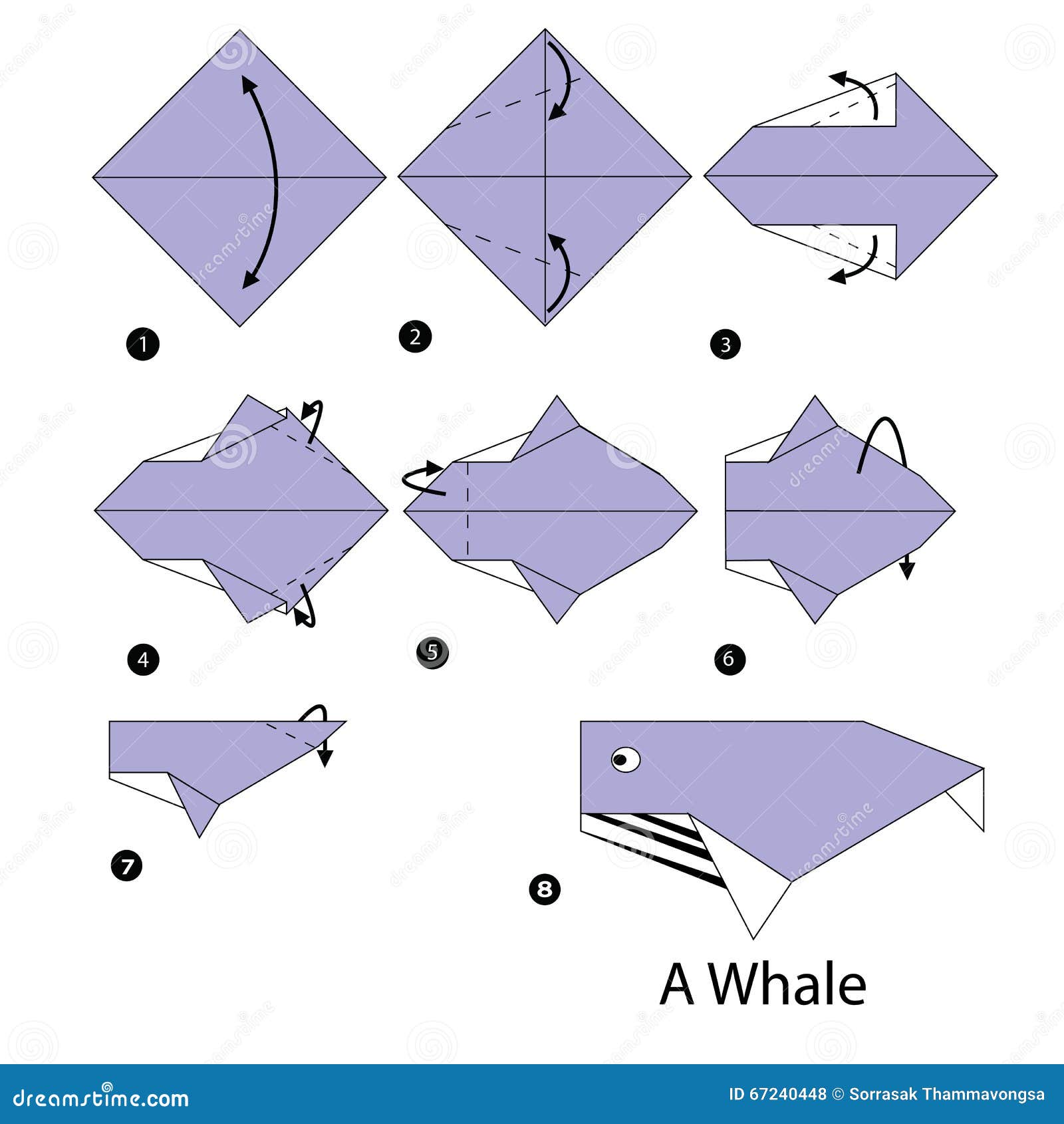 Step By Step Instructions How To Make Origami Whale. Stock Vector Illustration of instructions