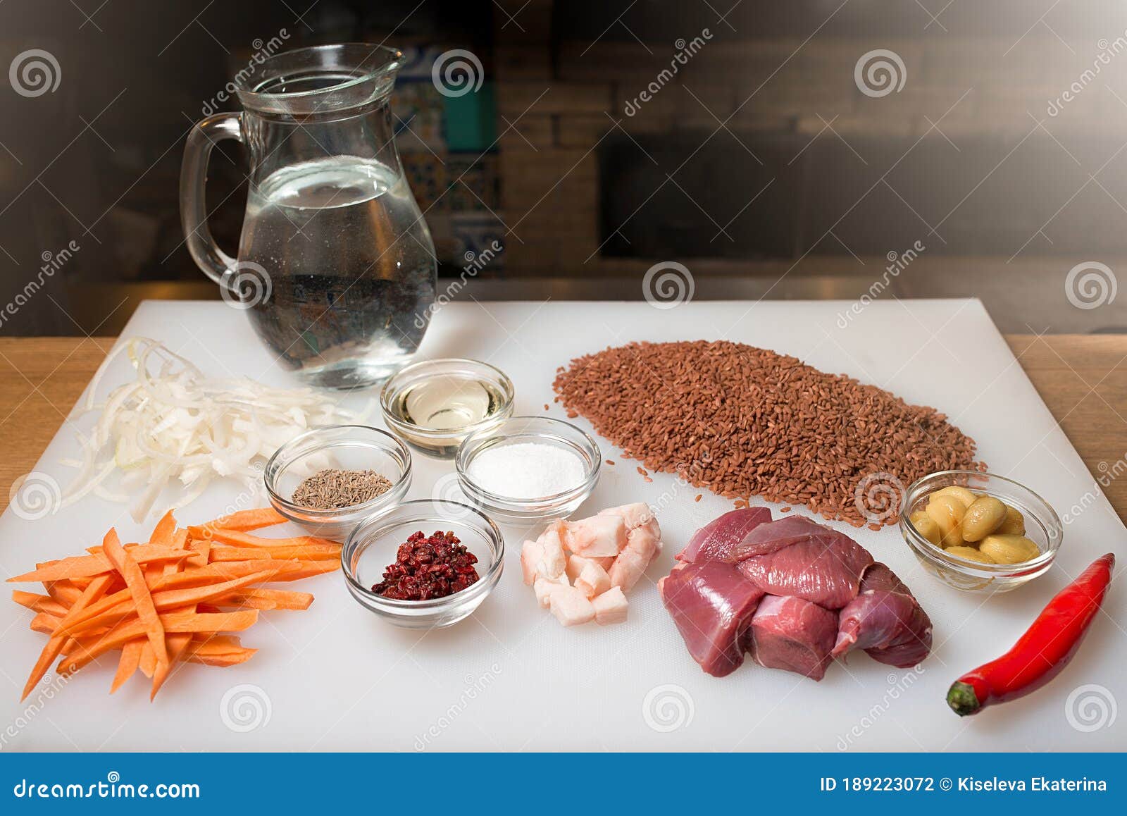 Stepbystep Process and Stages of Cooking Oriental Cuisine Pilaf