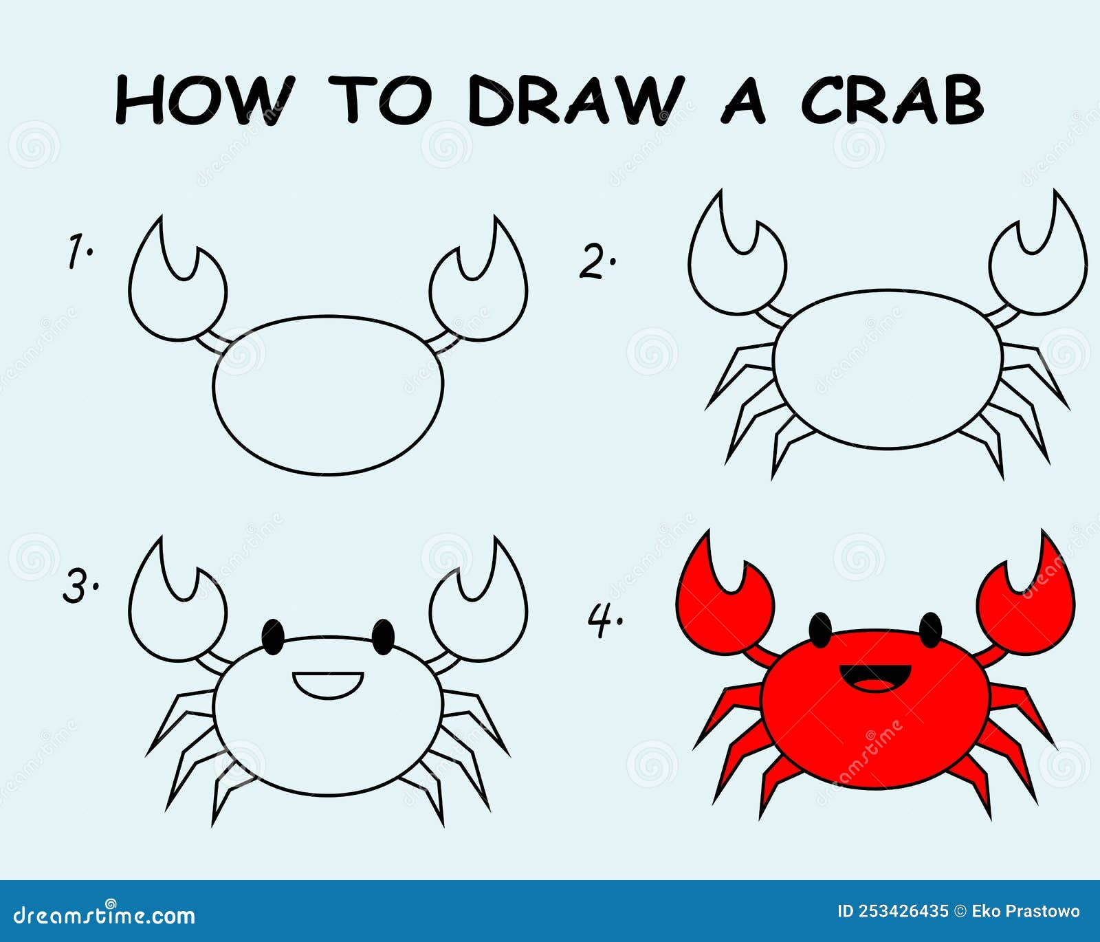 Step By Step To Draw A Crab Drawing Tutorial A Crab Stock Illustration Step By Step To Draw A Crab Drawing Tutorial A Crab Stock Illustration