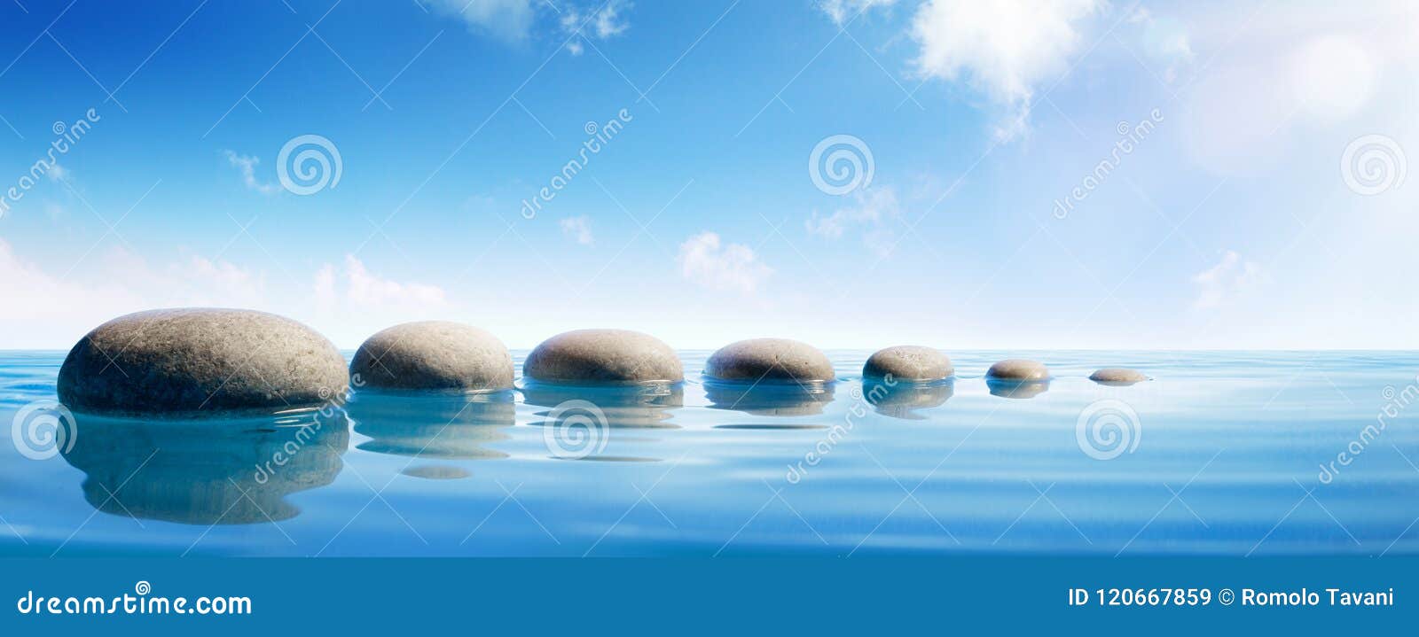 step stones in blue water