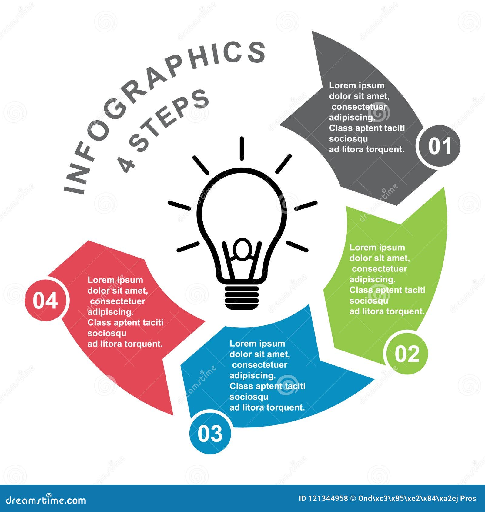 4 Step Vector Element In Four Colors With Labels Infographic Diagram Business Concept Of 4