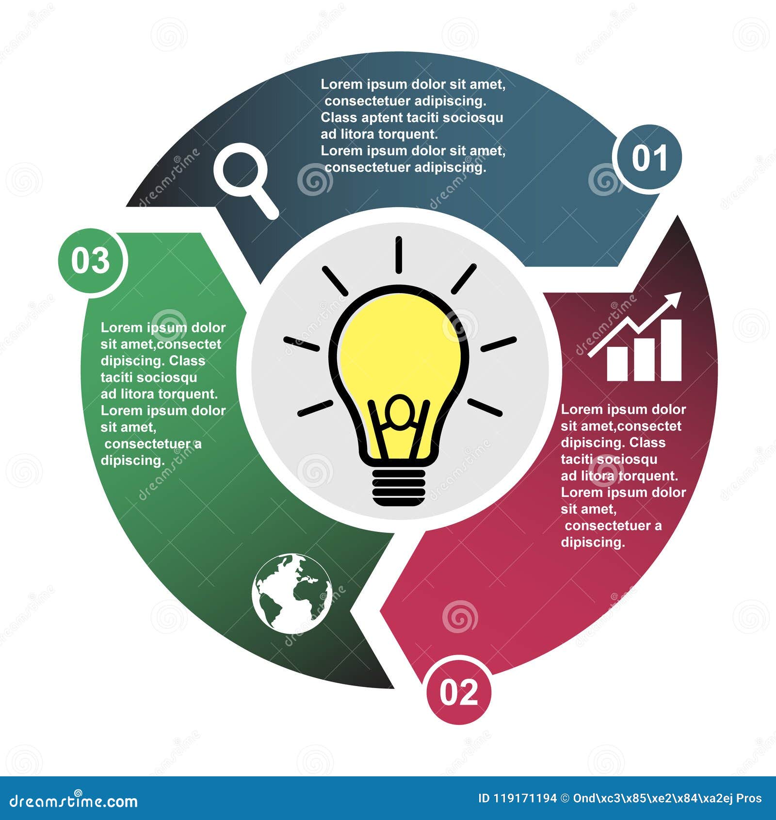 3 Step Vector Element In Three Colors With Labels Infographic Diagram Business Concept Of 3