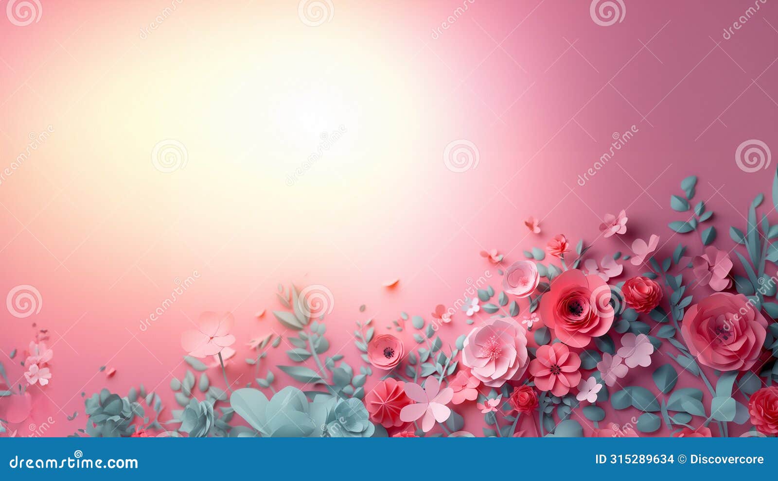 paper floral  on radiant pink gradient background