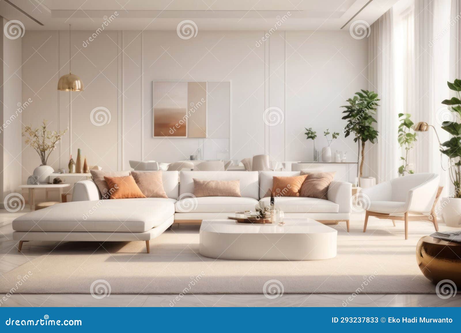 Elegant Simplicity: White Living Room for Zoom Background Stock Image ...