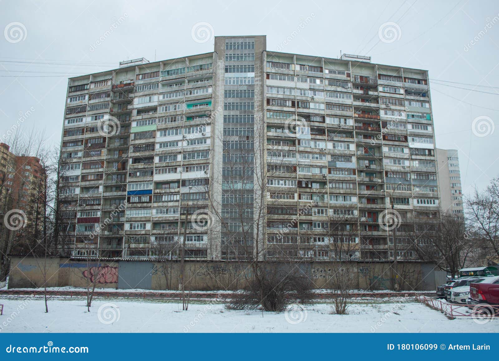 razin street in new podlipki district of korolyov city.