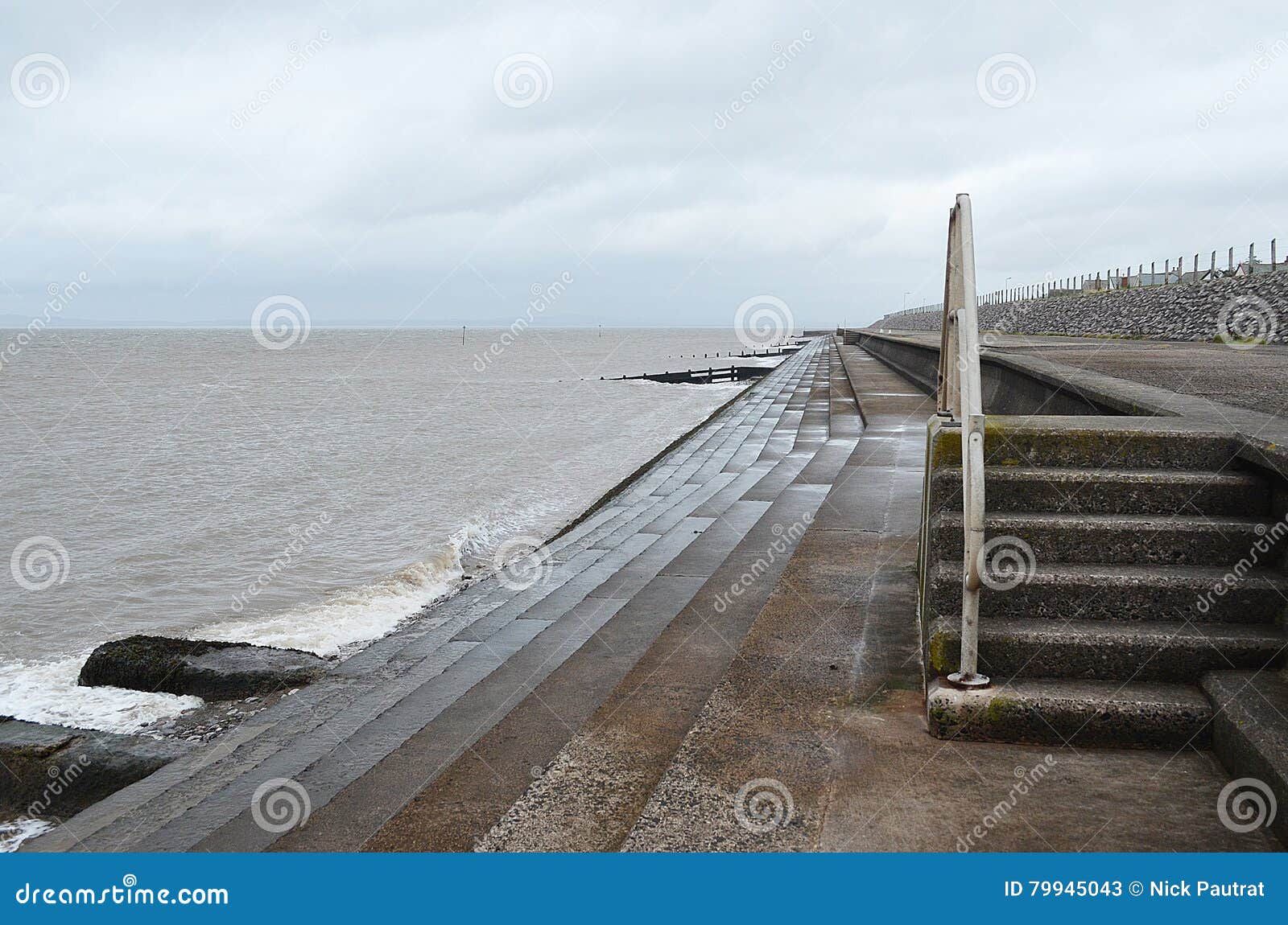 Steps Along Silloth Seafront,Cumbria Stock Image Image of waves