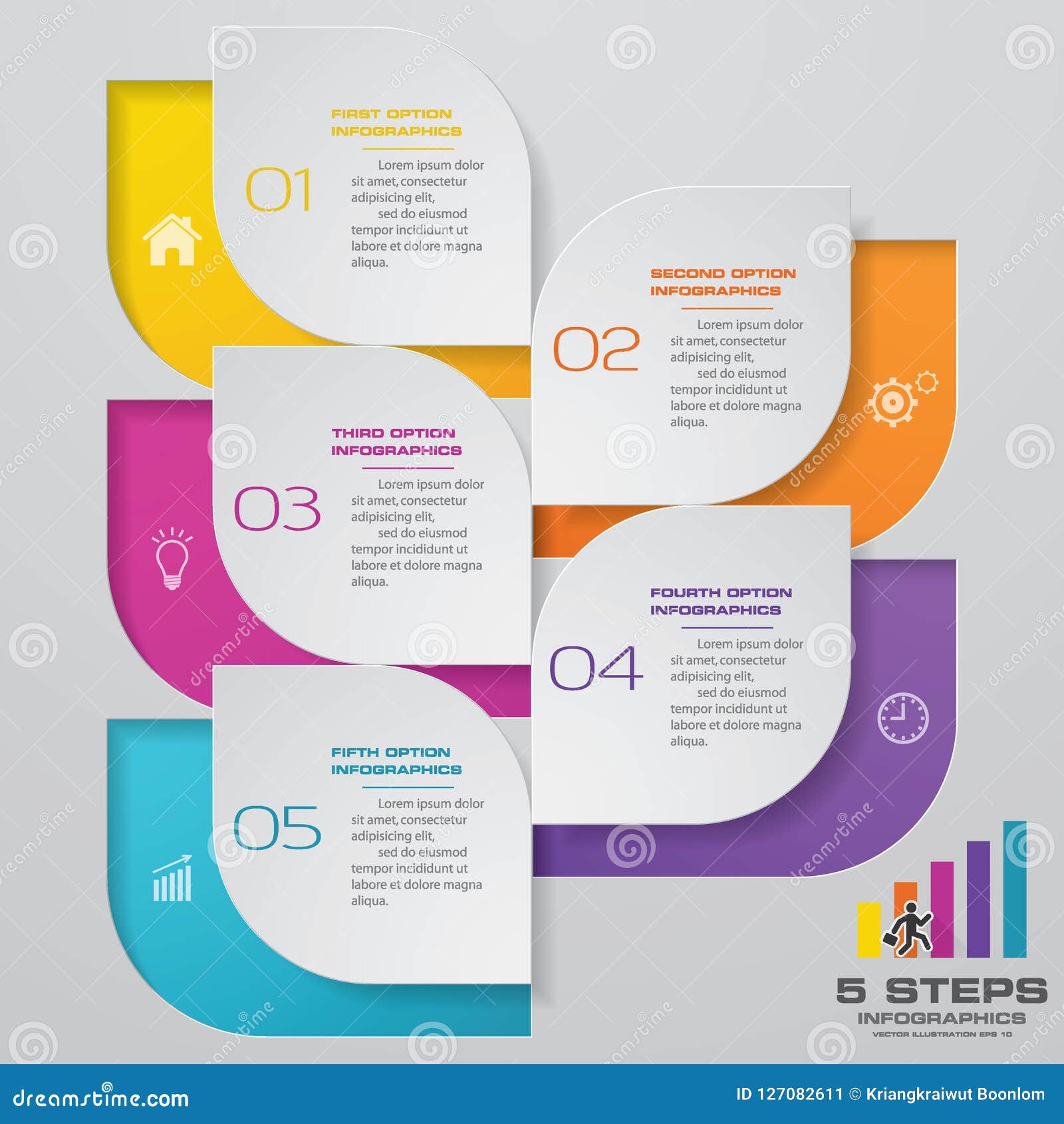 5 steps infographics  template chart.