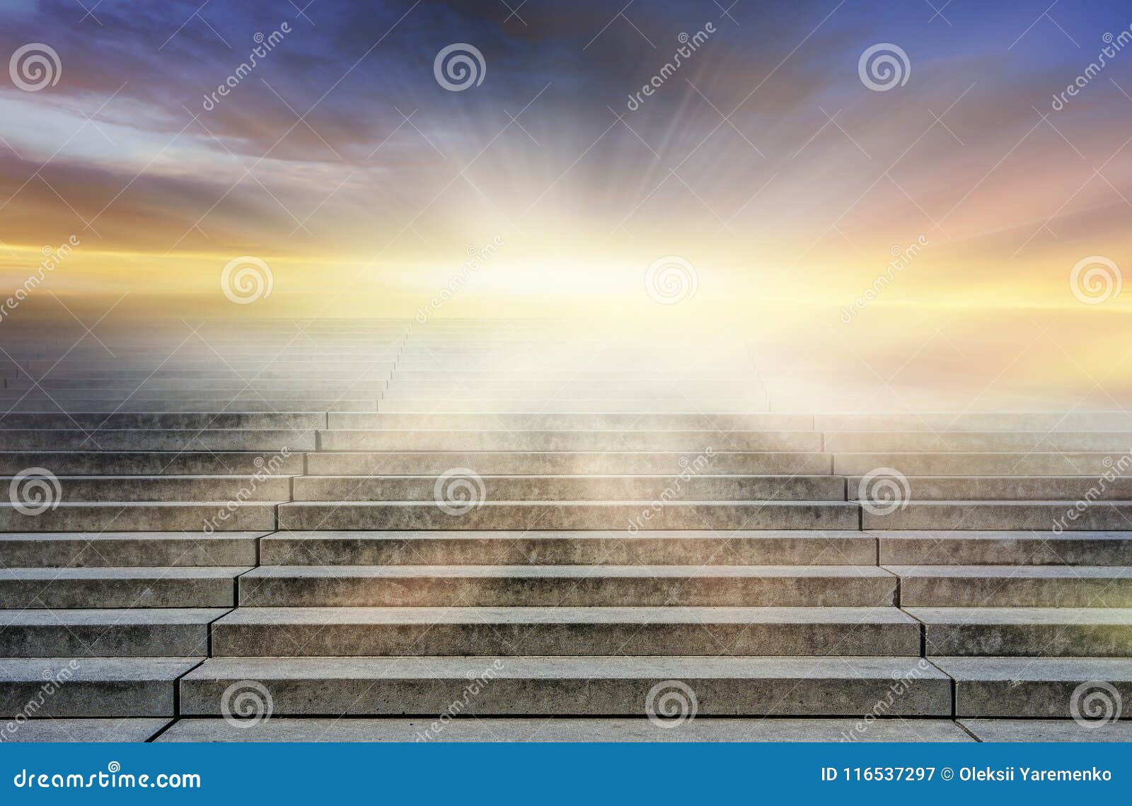 Beautiful religious background - stairs to heaven, bright light