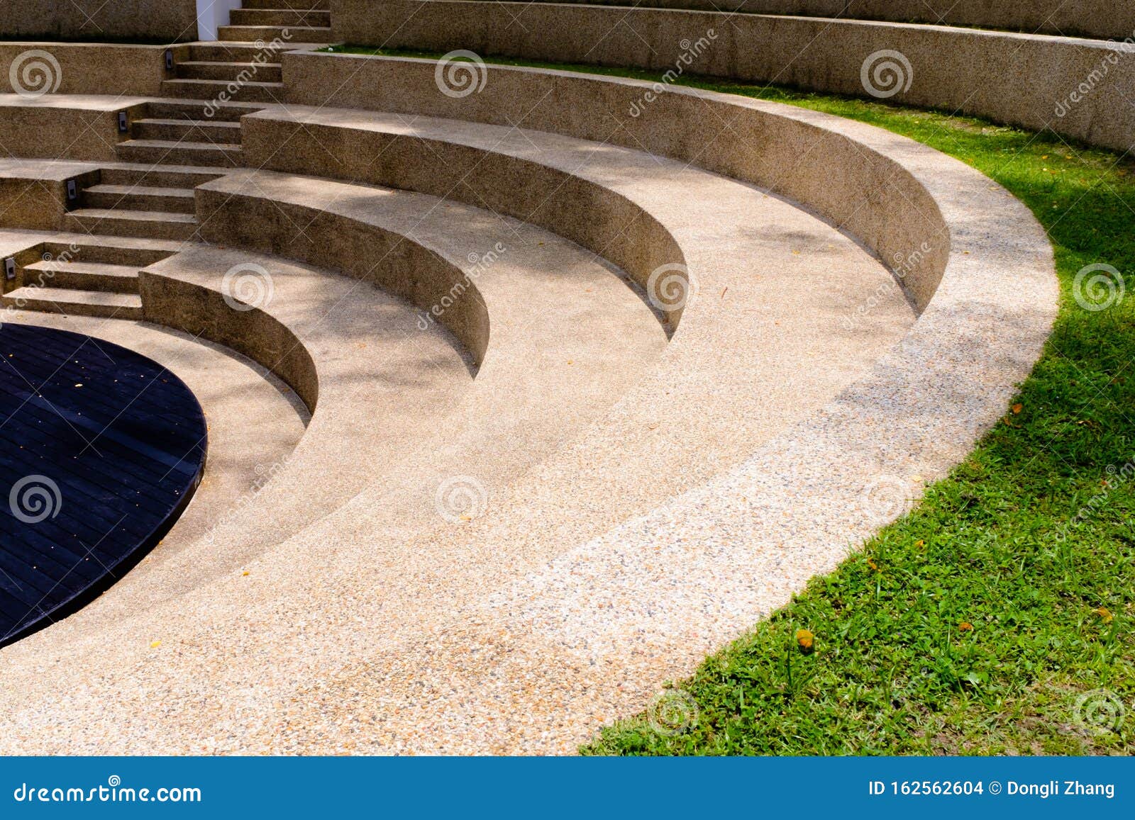 The Steps of the Outdoor Grass Seating in Park View Stock Photo Image