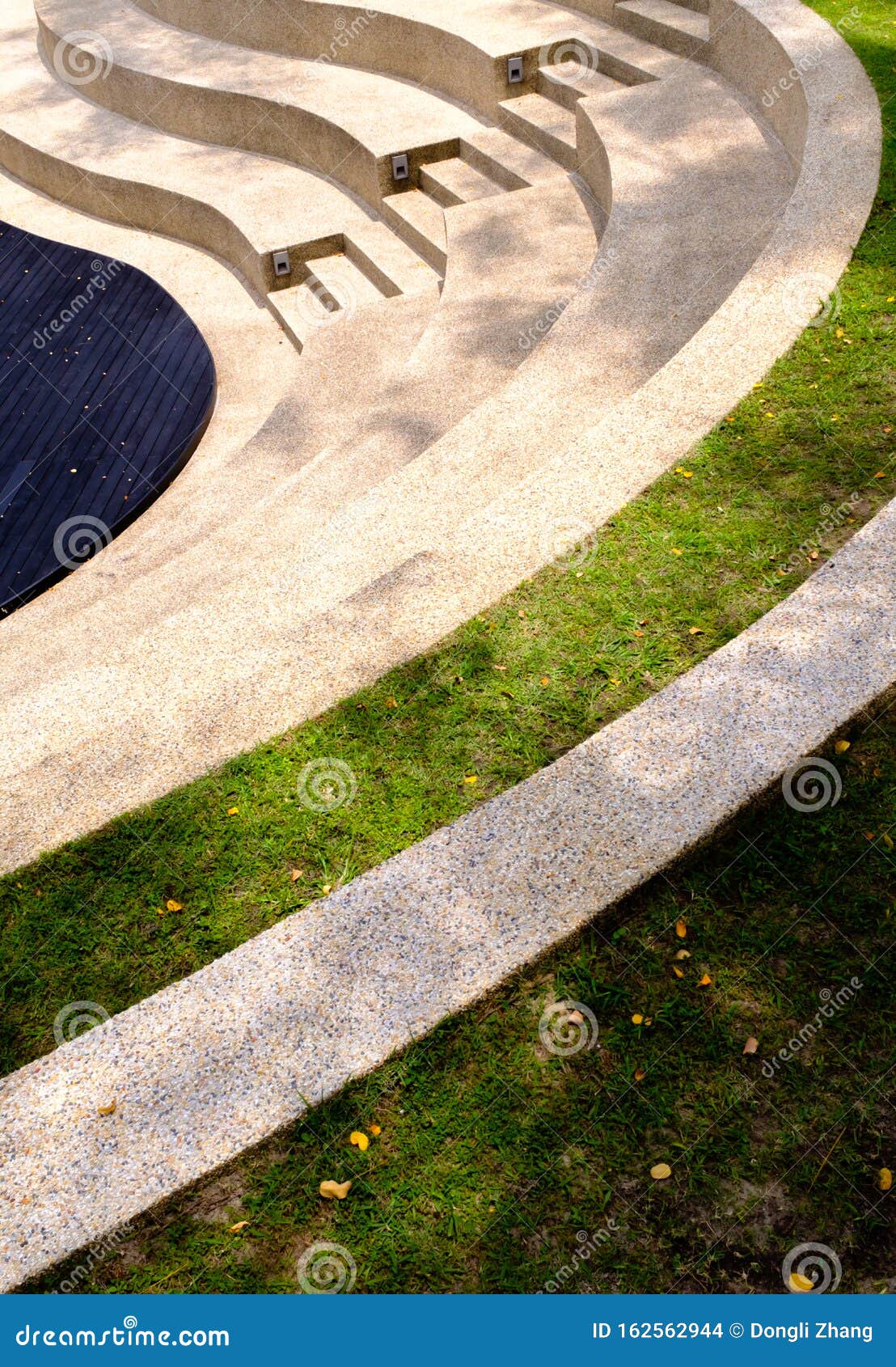 The Steps of the Outdoor Grass Seating in Park View Stock Photo Image