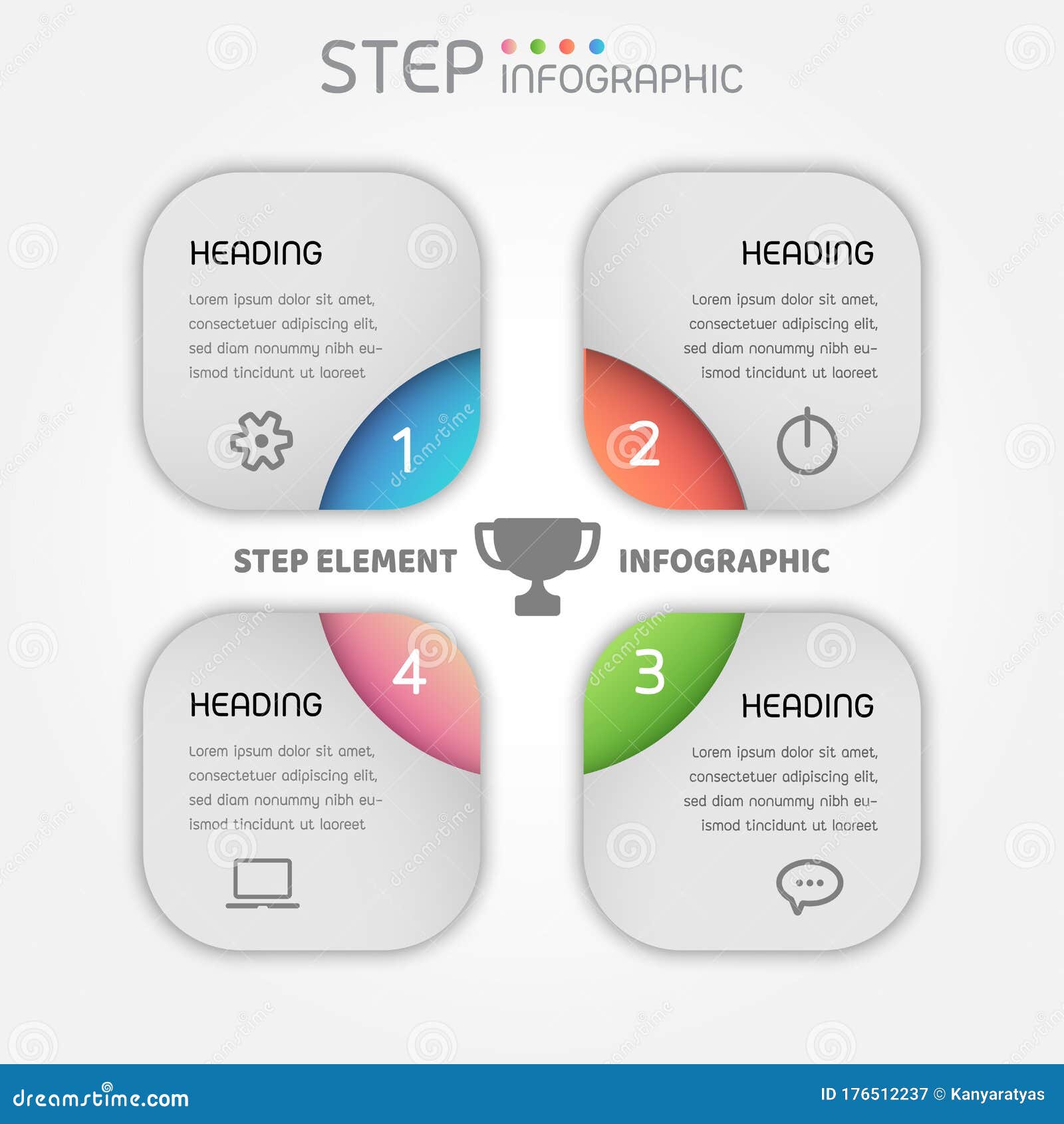 4 steps process gradient color graphic s infographic, 