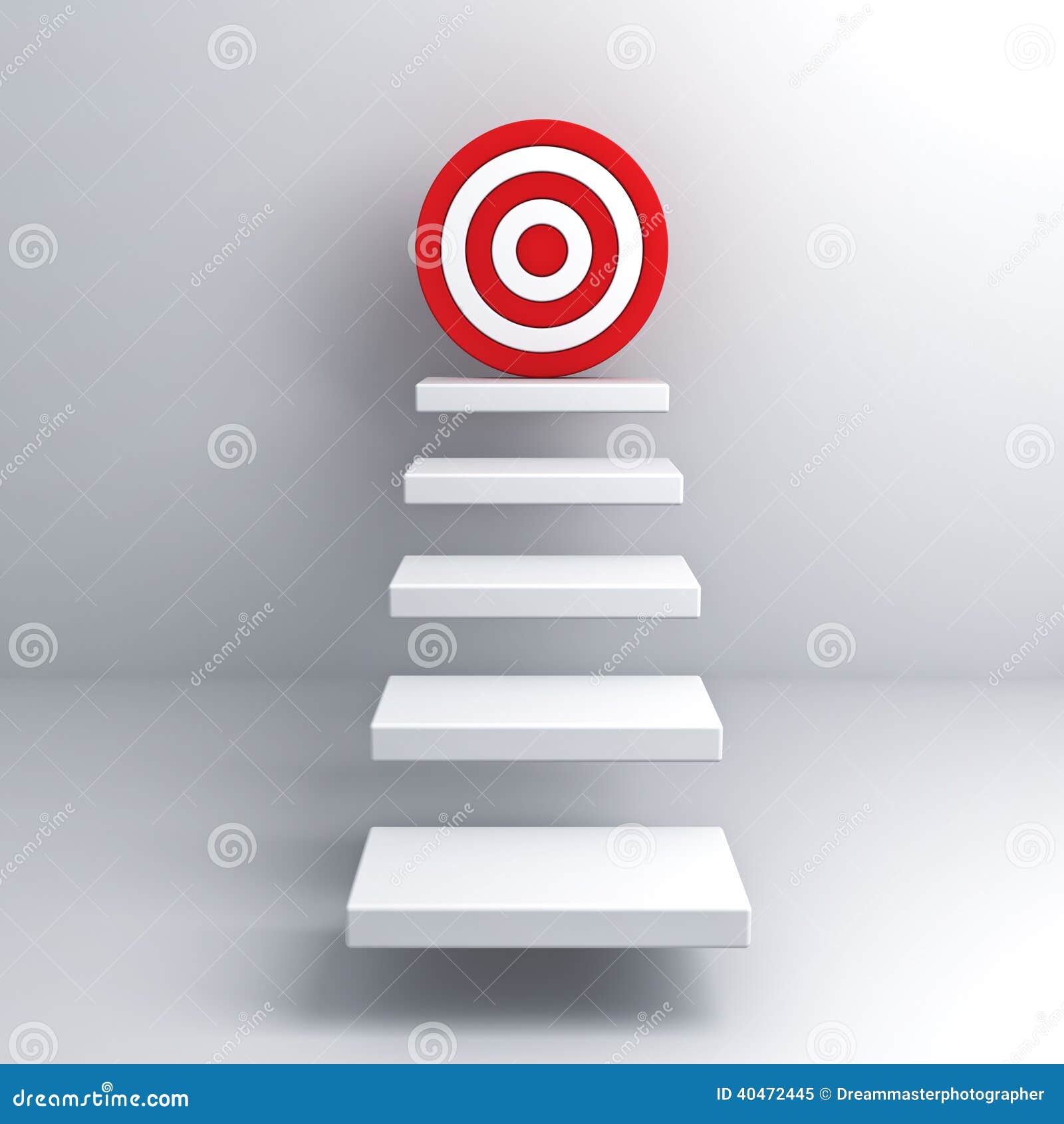 steps to goal target business concept over white wall