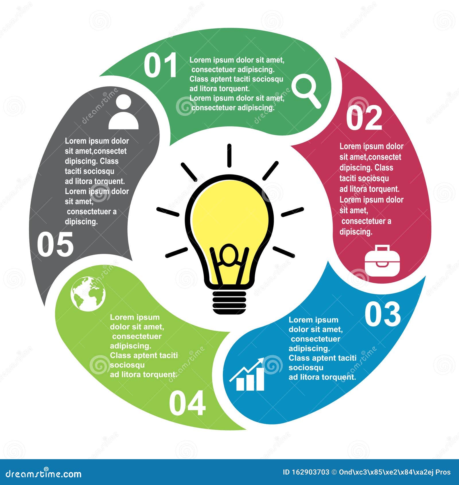 5 Steps Vector Element In Five Colors With Labels Infographic Diagram Business Concept Of 5
