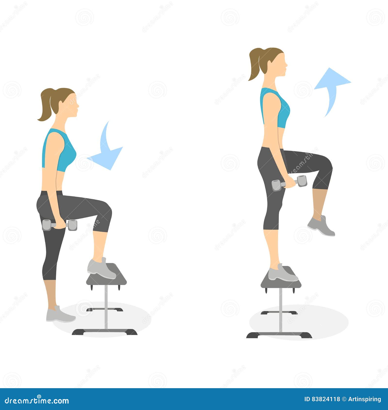 Ciro Garderobe namens Stepup oefening voor benen vector illustratie. Illustration of geïsoleerd -  83824118