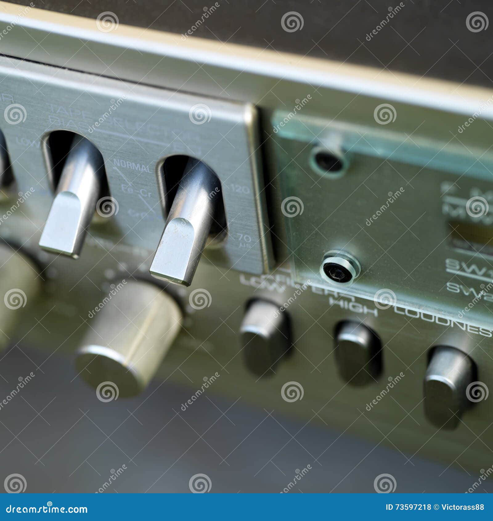 Stereo System Knobs Macro stock photo. Image of equipment 73597218