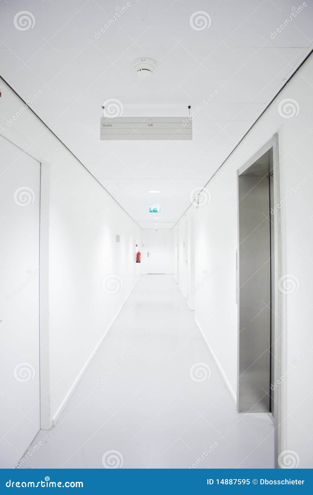 sterile looking hallway in hospital