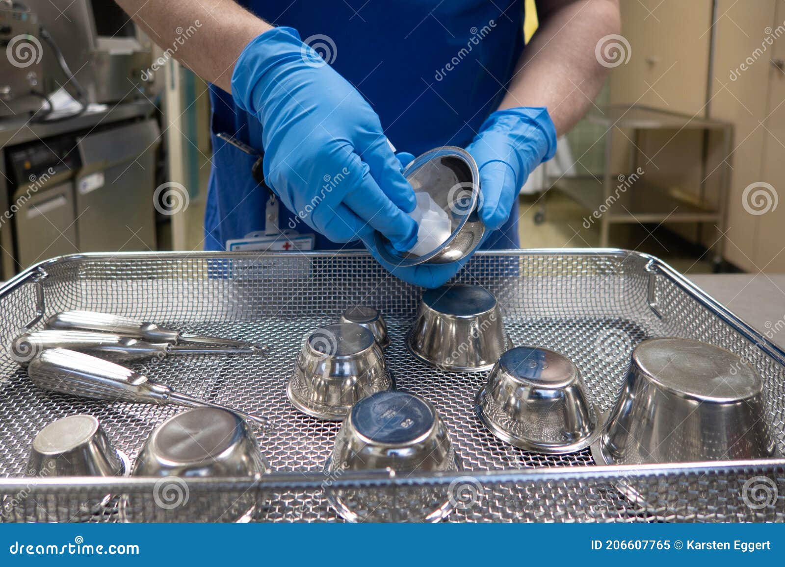 In Sterilization Department in an Operating Room, Instruments are