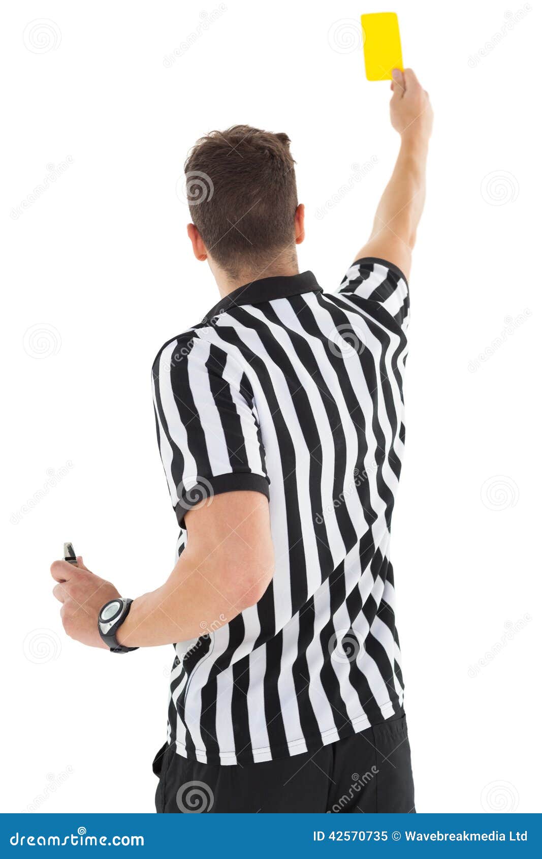 Stern Referee Showing Yellow Card Stock Image Image of caucasian