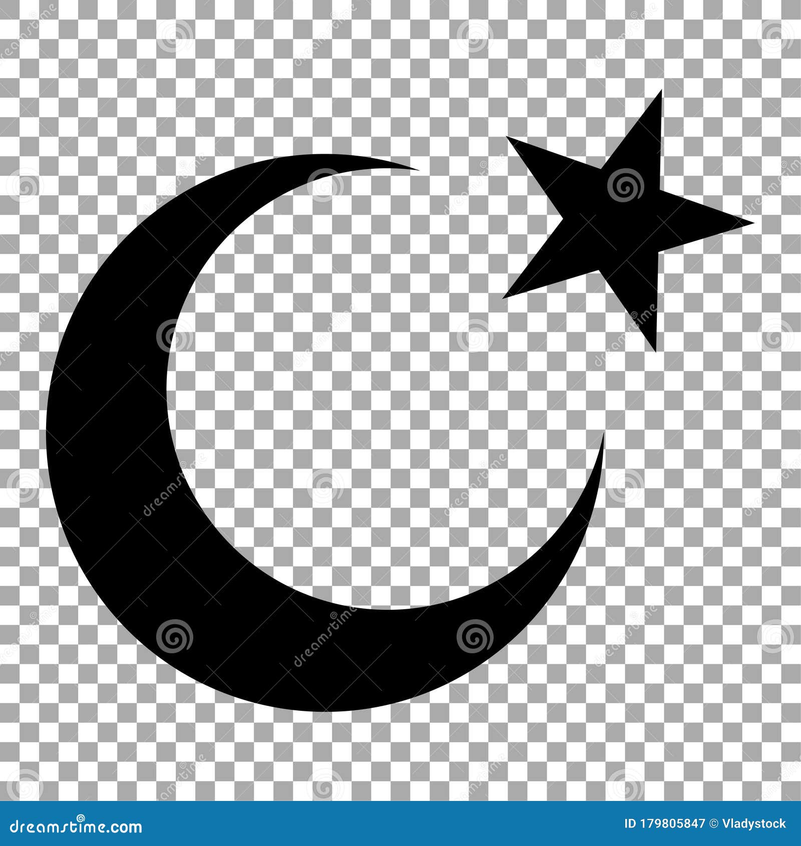 Stern Und Sichelförmiges Symbol Der Islamikone Isoliert Auf