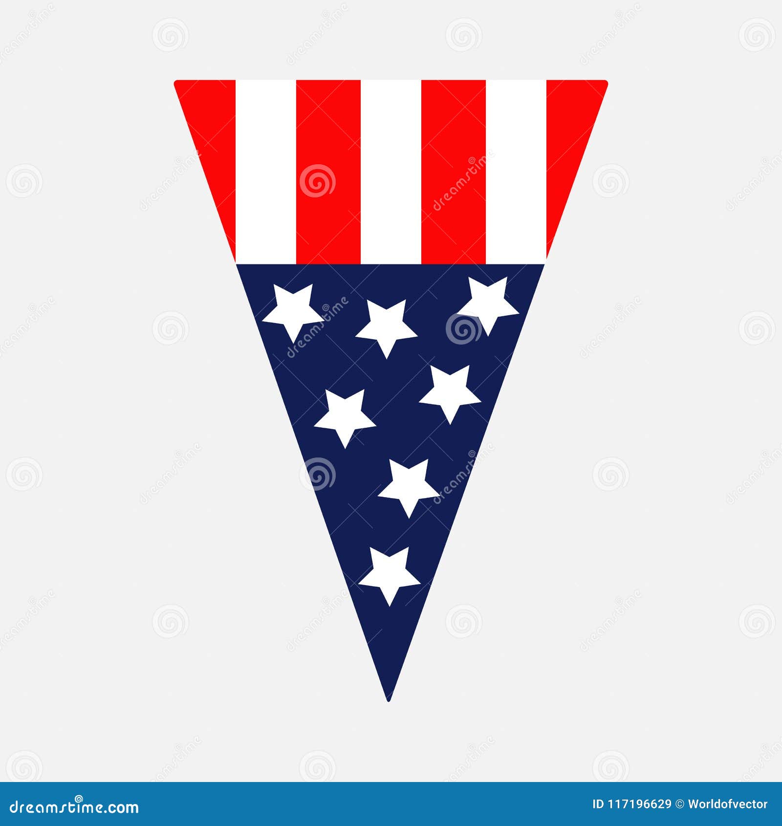 Stern Und Streifenikone Dreieckwimpelform Amerikanischer Flagge Getrennt Rote Und Blaue Farbe Weisser Hintergrund Feiertagszeiche Vektor Abbildung Illustration Von Streifenikone Weisser