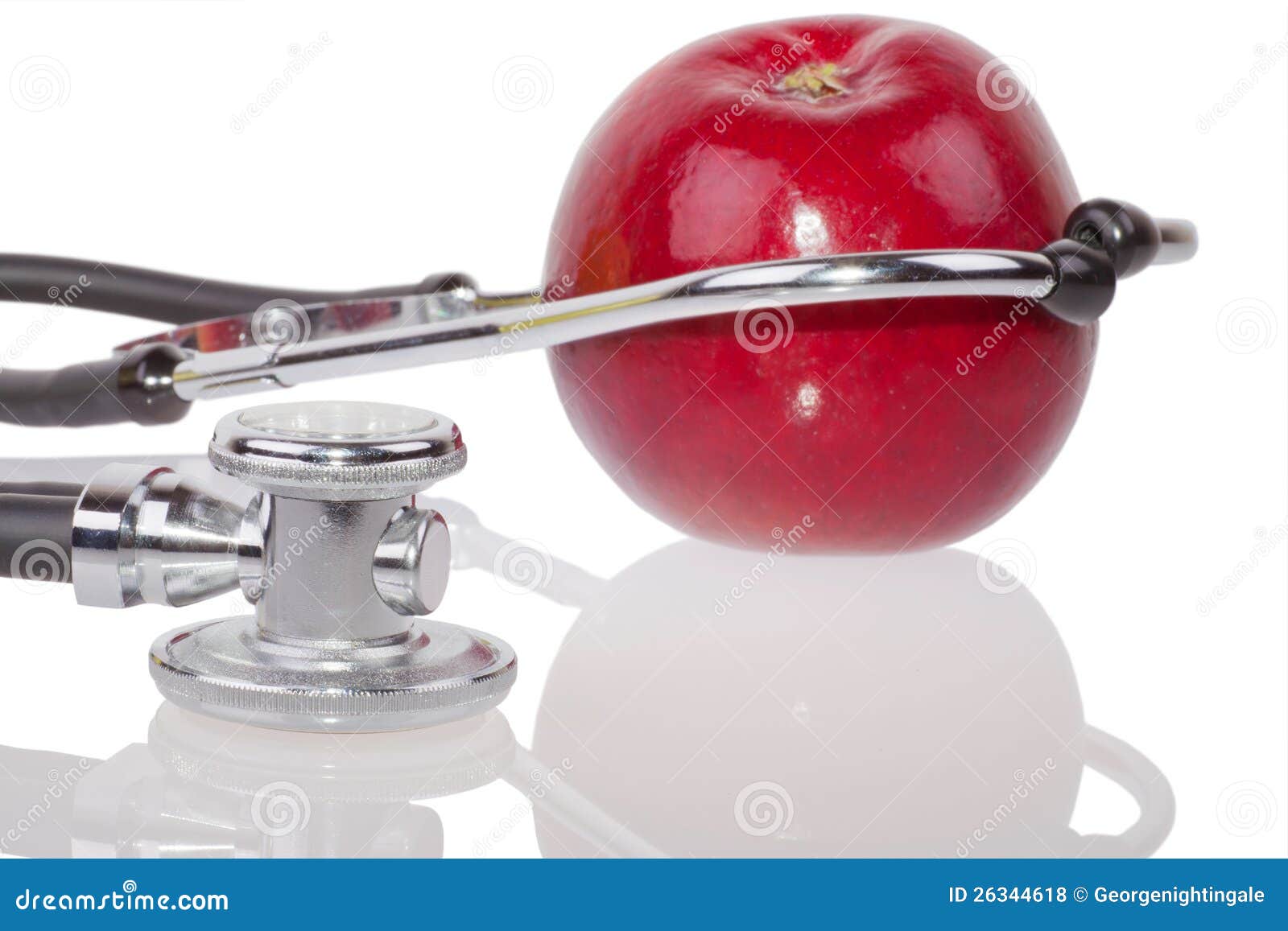 Stethoscope and apple stock photo. Image of instrument 26344618