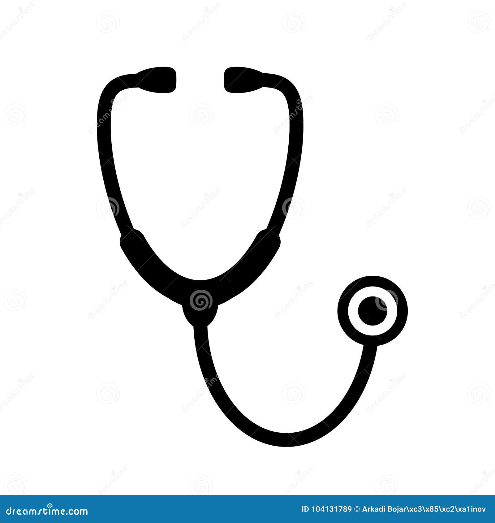 Black And White Stethoscope Stock Illustration - Download Image