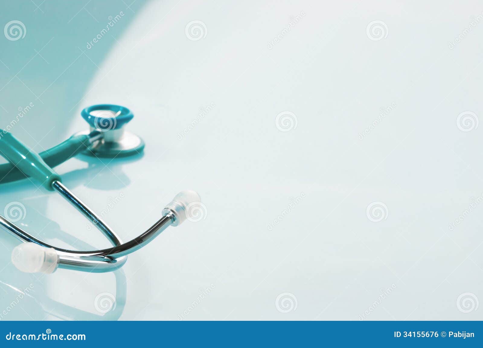 Stethoscope On Blue Reflective Background Stock Photo Image