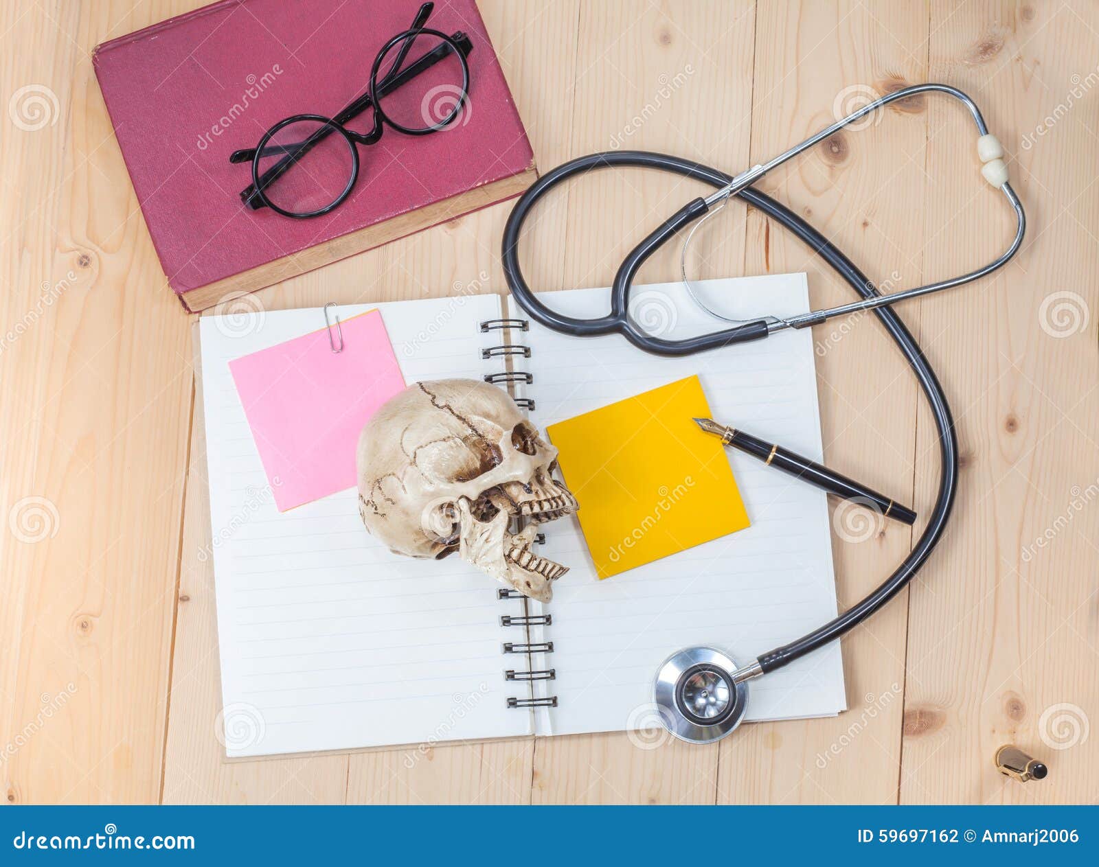 Stethoscope , Book Note and Skull Stock Photo Image of aged, alchemy
