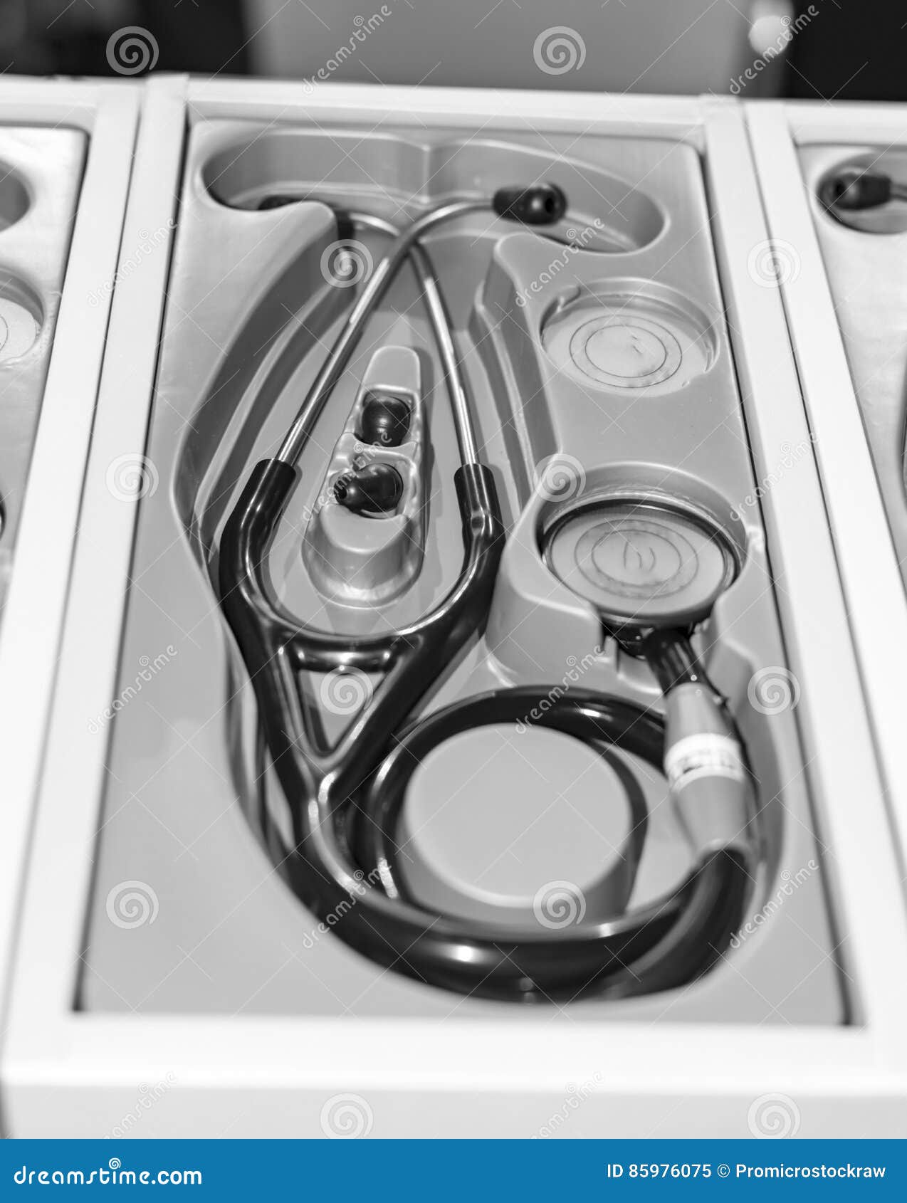 Stethoscope in a box stock image. Image of hear, pressure 85976075