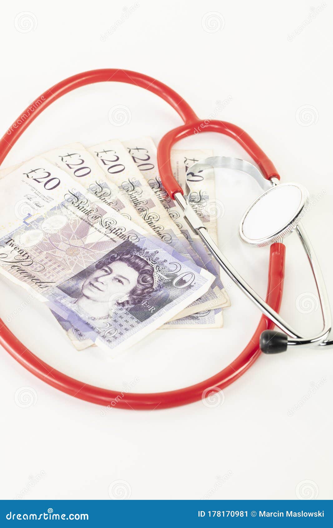 Stethoscope on British Pound, Concept of Supporting and Treating the
