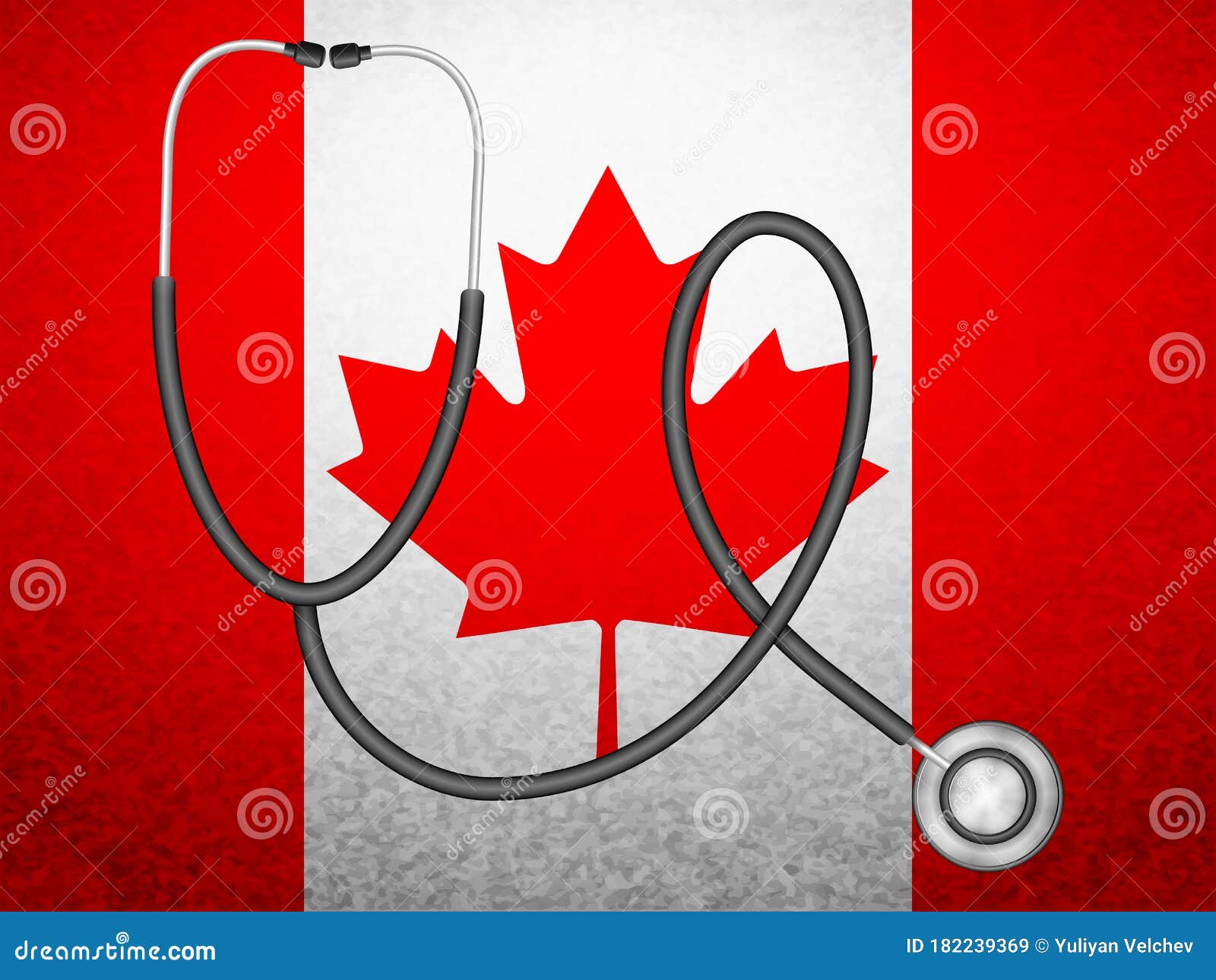 Stethoscope on Canada flag stock vector. Illustration of country
