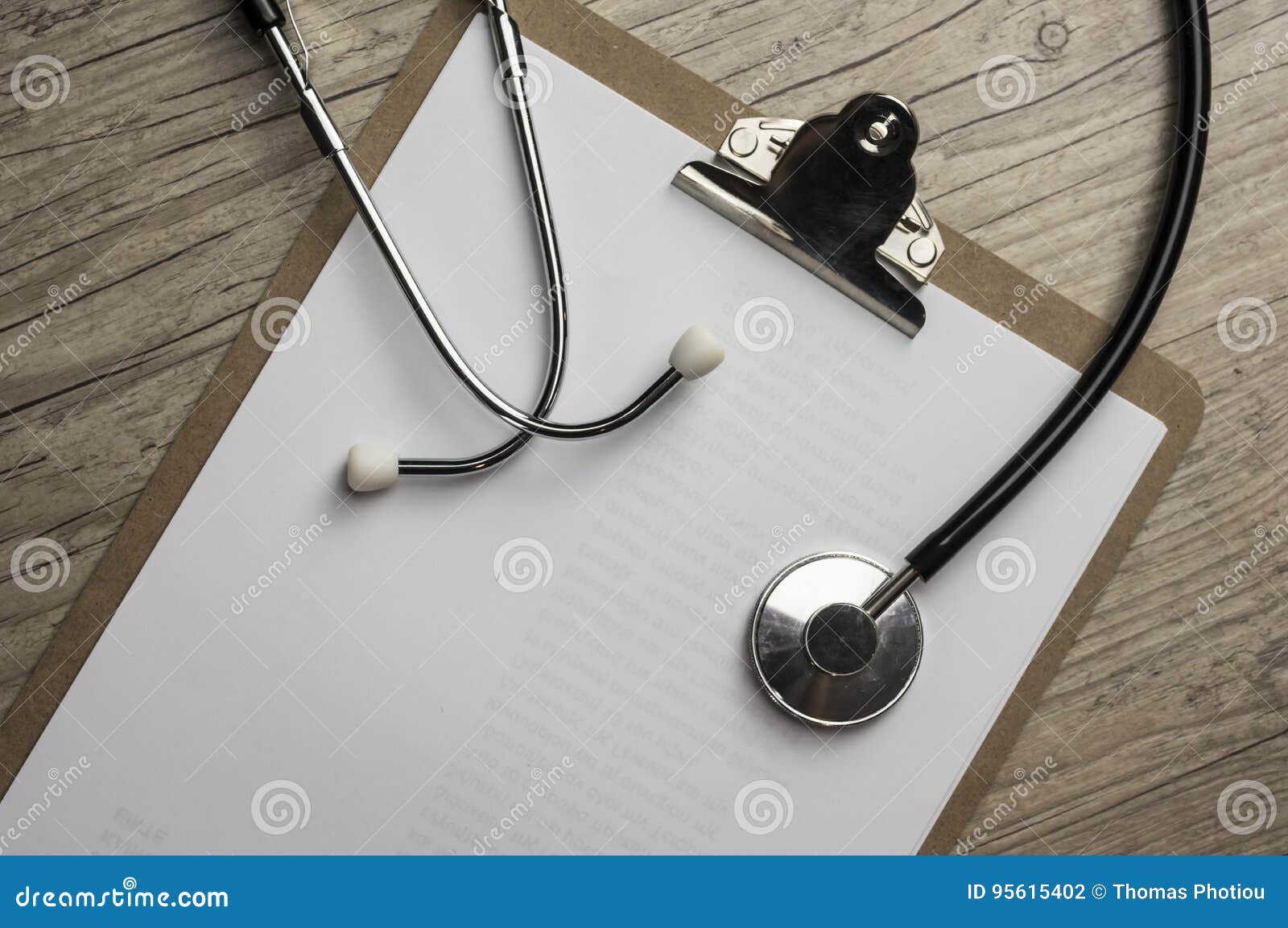 Stethoscope on clip pad stock photo. Image of paper, medical 95615402