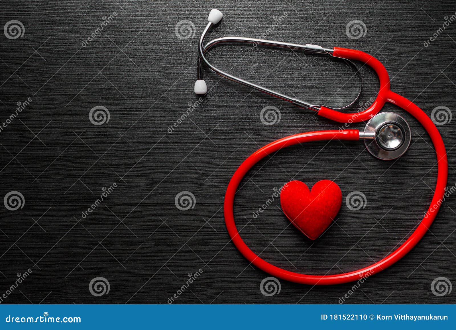 Stethoscope Doctor with Red Heart on Black Wooden Table Background with  Space for Text Stock Photo - Image of backdrop, instrument: 181522110