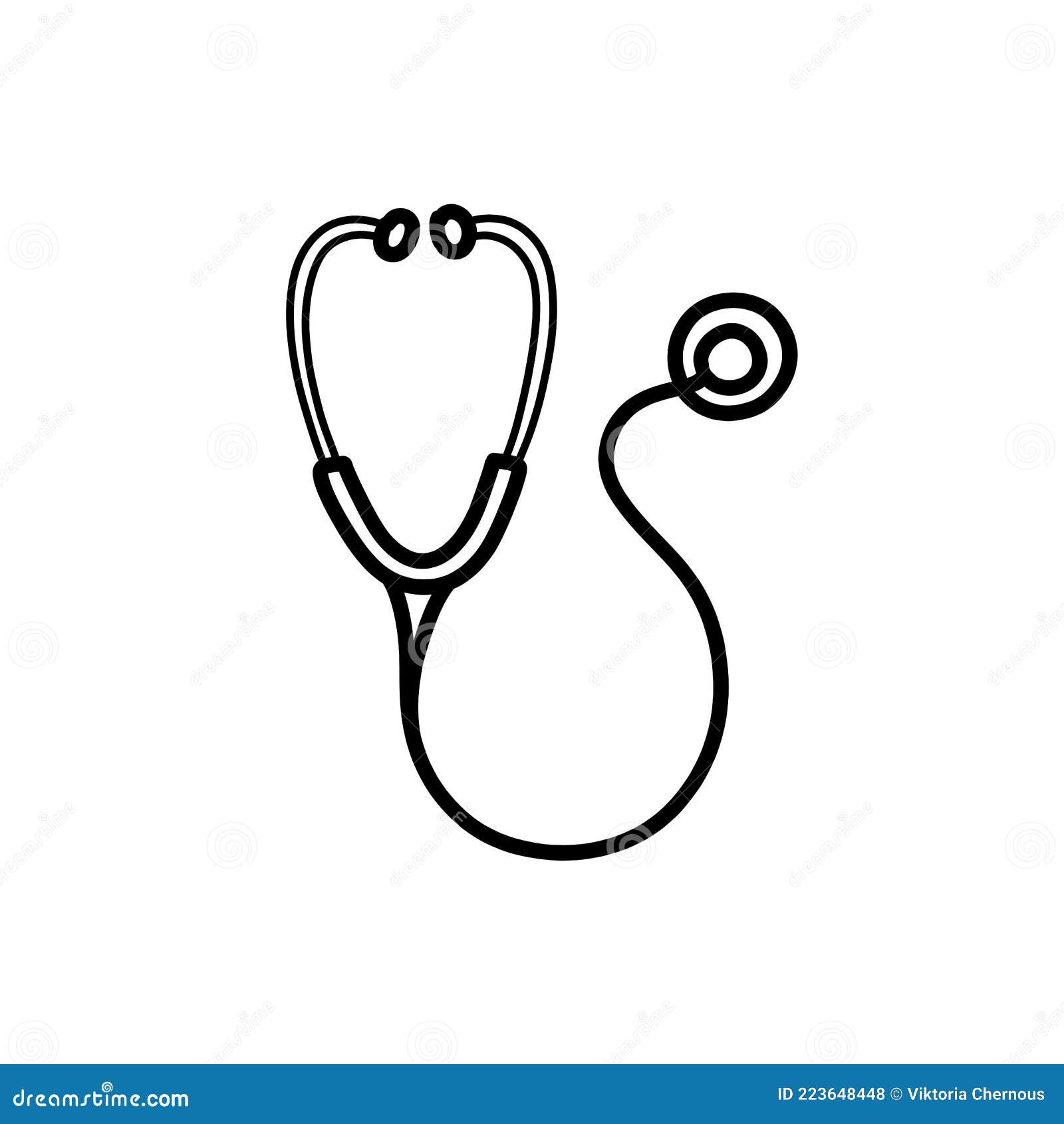 Stethoscope Doodle Icon, Vector Color Line Illustration Stock